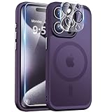 Picture of BossKiss Compatible with iPhone 15 Pro Case, [Compatible with Magsafe] [Screen+Camera Protector] Magnetic Translucent Matte Women Men Girl Protective Cover for iPhone 15 Pro 6.1", Deep Purple