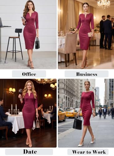 Image of VFSHOW Womens Work Business Office Zipper Up Slim Bodycon Sheath Dress