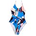 Maillot de bain une pièce pour femme avec contrôle du ventre - Rembourré - Grande taille - Imprimé - Monokini, Bleu (01), S