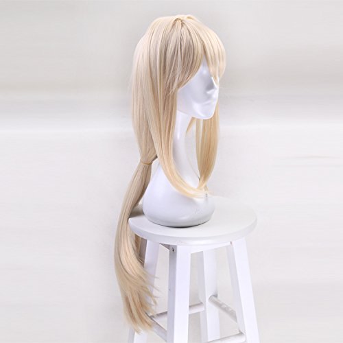 Anogol Hair Cap+Gwen Stacy Wig Blonde Long Silk Straight Wavy Synthetic Women Wigs For Women Girls Men Boys Dress Up Wig For Anime Cartoon Costume Party Wig For Halloween Wig For Christmas Wig #TOP3
