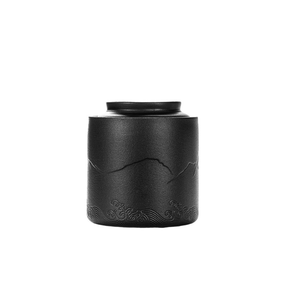 CHENGAIJIAN Tea Canister Ceramic Tea Canister Household Sealed Storage Jar For, Coffee, Sugar, Spice, Nuts(Black)