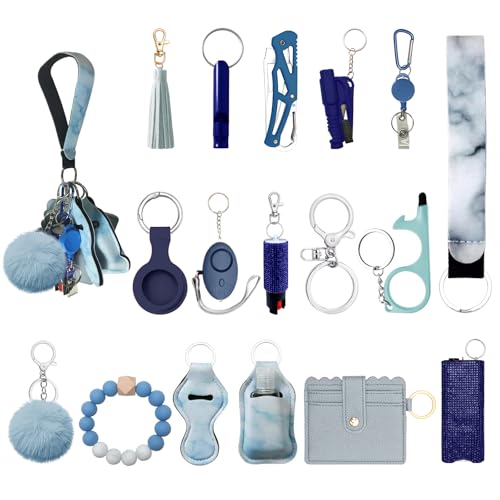 Image of Araafur Wristlet Keychain Set with Wallet Card Holder and Pom pom Airtag Keychain Accessories for Women