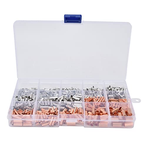 Tube Type Brass Wire Ferrules Kit for Automobiles Electrical Industry PVC Alloy Non Insulated Terminal Assortment Set 970Pcs