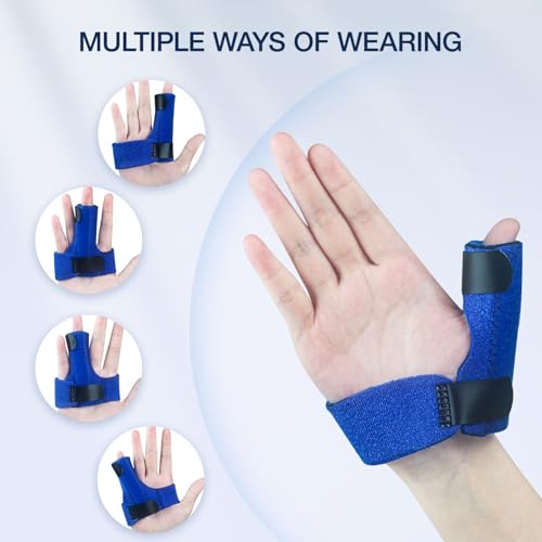 Trigger Finger Splint, Thumb Support Brace Stabilizer, Thumb Spica Splint, Mallet Finger Brace for Index, Middle, Ring Finger, Right Hand, Blue - Image 3