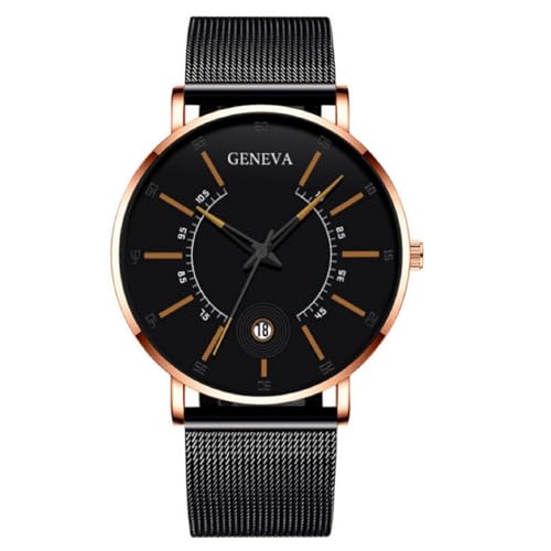 Imagen de Reloj de hombre casual de negocios escala clásica fecha analógico reloj de cuarzo correa de malla de acero inoxidable