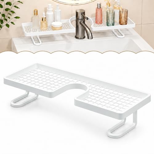 Behind the Faucet Sink Organizer, No-Drill over the bathroom sink shelf Tool-Free...