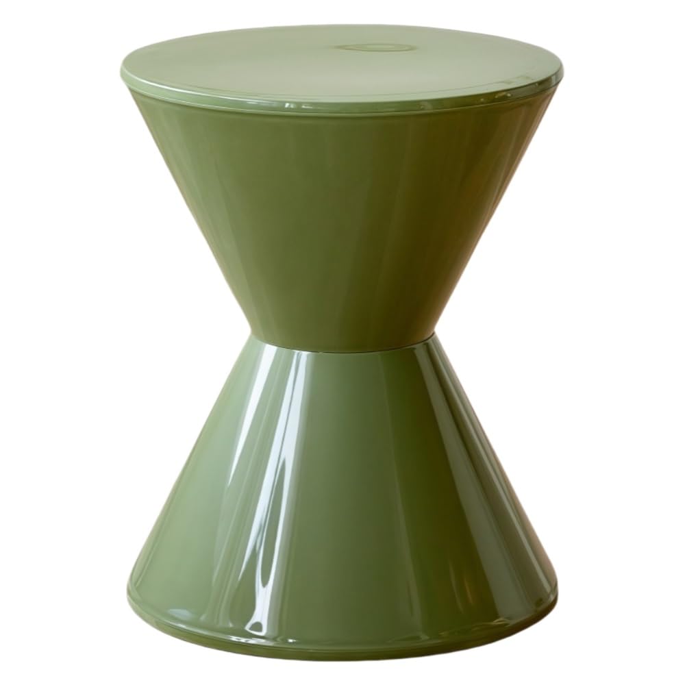 SXZenSpace Bedroom Furniture Colorful Short Stool, Round Coffee Table, Premium Plastic Nightstand, Small Side Table for Living Room, Bedroom, or Cafe(Green)