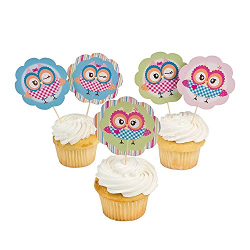 Fun Express - You're A Hoot Paper Picks (25pc) for Birthday - Party Supplies - Serveware & Barware - Picks & Stirrers & Parasols - Birthday - 25 Pieces