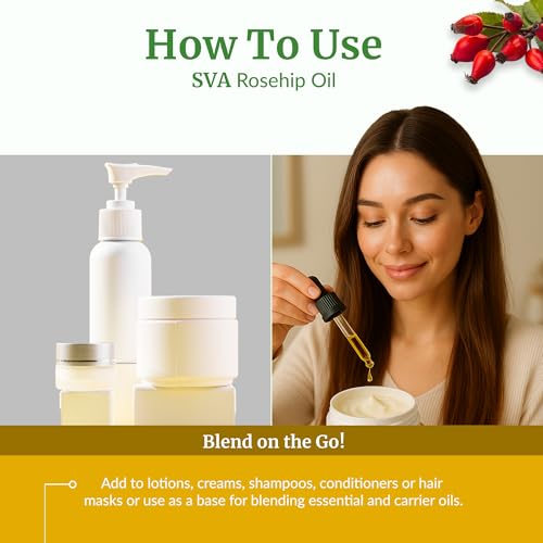 Image of SVA Rosehip Seed Oil 16 Fl Oz - for Face, Skin Care, Hair Care, Scalp Massage & Body Massage