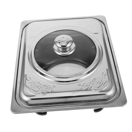 TOBBOMEY ステンレス製ビュッフェトレイ 脚部着脱式 容器付き 食品保護用蓋付き 多機能サービングプレート ホテルやケータリング対応