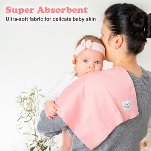 Baby Burp Cloths for Boys and Girls - 7 Pack Large 100% Organic Cotton - Double Layered Extra Absorbent Burp Rags, Pink2