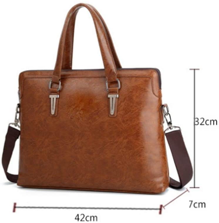 Men's Briefcase Totes Leather Men Laptop Handbags Messenger Bags for Male Handbag Office Business Bags (Color : Brown, Size : 42 * 32 * 7cm)2