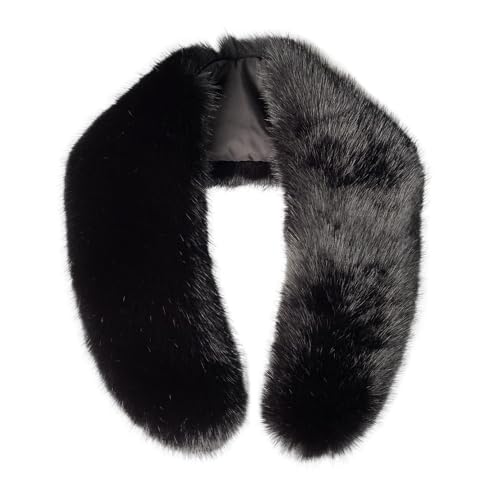 Écharpe châle en fausse fourrure pour femme pour l'hiver, cache-cou, écharpe enveloppante comme col en fourrure véritable, taille XL, noir, Large