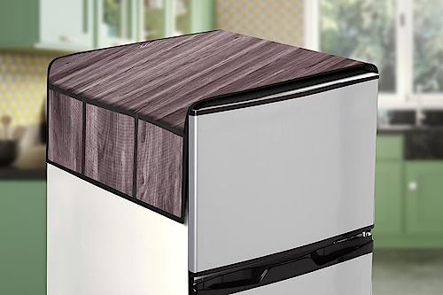 Image of Stylista Refridgerator top Cover Suitable for Samsung RR20C1824CR /HL, 183 Liter Fridge, Dimension (WXD) 65x111 CM, Wooden Pattern Grey