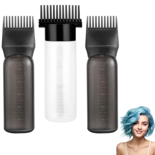 NUOOO 3 Pack Hair Dye Brush Bottle Root Comb Applicator Bottle Hair Colouring Dye Applicator Brush for Hair Dyeing Shampoo Oil Comb Scalp Treatment Hair Tools Applicator with Graduated Scale