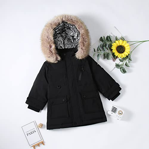 Child Puffer Long Jacket Little Girls Winter Windproof Fleece Hooded Down Coat Kids Thick Warm Padded Outerwear2