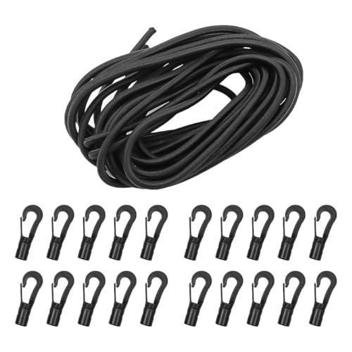 FONGKNOX Cuerda elástica elástica de 5 Metros, Cuerda elástica para Kayak, con 20 Ganchos de Cuerda elástica para Kayaks, Barcos, Camping, Coche, Equipaje, Tienda de campaña, Canoa, Acc