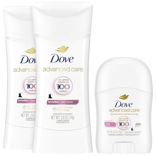 Dove Antiperspirant Deodorant for Women, Clear Finish, 2-Pack + T...