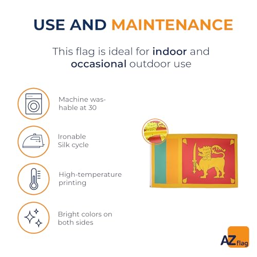 Image of AZ FLAG - Sri Lanka Flag - 3x5 Ft - 100D Polyester Sri Lankan Banner with Two Metal Grommets - Fade Resistant - Vivid Colors - 3' x 5' Feet - 150x90 Cm
