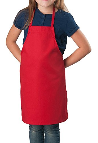 KNG Kids Cooking Apron for Girls and Boys Medium, Red