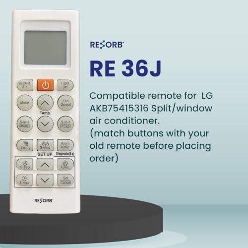 Image of AC Remote Compatible with LG AC Remote Control Original Model Virat 6 in 1, LG AKB73455716, AKB73635603, AKB73455712 Suitable for 1 1.5 2 Ton Split & Window Air Conditioner White 36 J