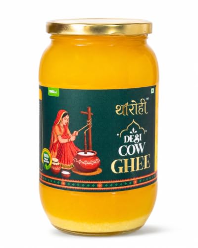Image of THAROHI Desi Cow Ghee (1 litre) | Traditional Bilona Method | A2 Desi Cow Ghee | Ethically Raised Cows | Single Farmer Produced | Lab Tested | 1000 ml