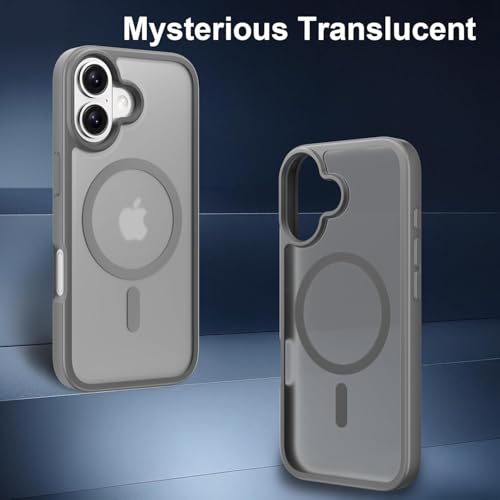 Image of Elzzi Magnetic for iPhone 17 Case, [Full Camera Protection] [Compatible with Magsafe] [Translucent Matte] Shockproof Protective Phone Case for Men & Women - Grey