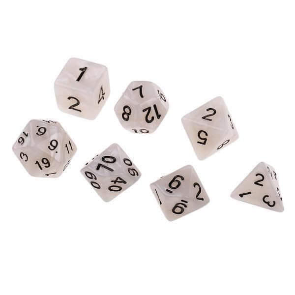 Toy 6xPolyhedral Dice Set d4 d6 d8 d10 d12 d20 for TRPG DND Props Pearl Grain Accessories & Dice-image-48