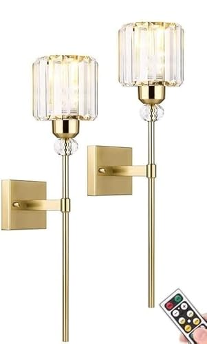 Modern Gold Wall Sconces Lighting Battery Operated set of 2,No