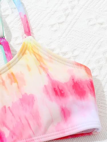 Kids Girls 4 Piece Tankini Swimsuits Bathing Suit Cute Bikini Swimwear with Cover Ups Beach Skirt Set4