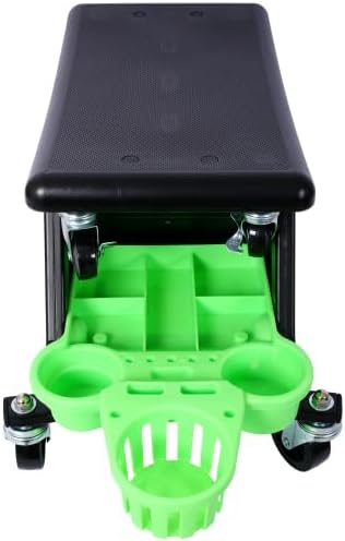 Rolling Detailing Creeper Seat, Roller Mechanic Detailing Utility Seat, Rolling Mechanic Stool with Wheels, Removable Tool Trays Drawer, 300 Lbs Capacity for General Garage Use, and Home Use