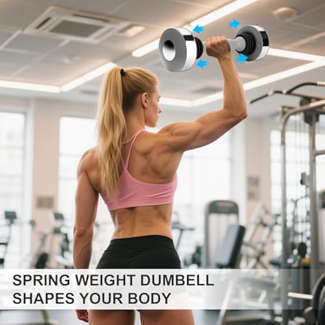 2025 Fitness Equipment Shaking Dumbbells - Single Dumbbell Weight Exercise Core Muscle for Shoulders, Chest, Biceps, Triceps, Forearm Exercises, Toning Shake Dumbbell for Man Women(Silver)