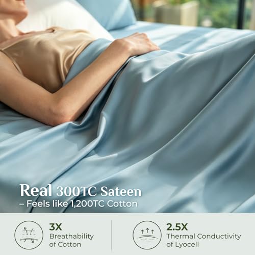 Image of BEDELITE Bamboo Viscose Sheet Set, King Size, 4 Pieces, Blue