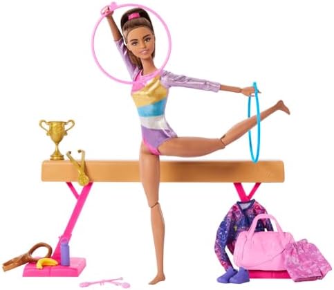 Barbie Profissões Conjunto de Brinquedo Ginasta Cabelo Castanho p...