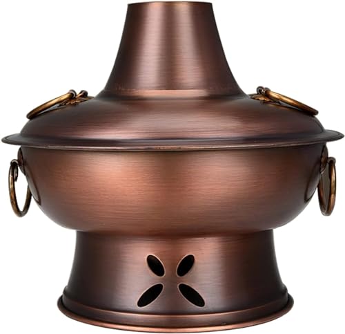 INUUXLG Hotpot Hot Pot Hot Pot Copper Chinese Cooker Traditional Household Copper Pot for Home Shabu Shabu Hot Pot(36cm) (Bruin 34cm) (Bruin 34cm)