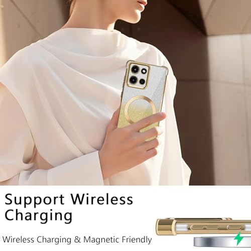 ZFDZYLT for Motorola Moto G Stylus 5G 2025 Case Magnetic, Soft Plating Glitter Bling Phone Case for Moto G Stylus 5G 2025 Compatible with MagSafe Clear Shockproof Back Cover for Women Girl - Gold by ZFDZYLT - Used condition - Image 4