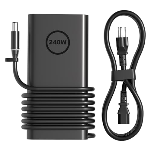 HSXIRQA New 240W Gan Slim Style AC Charger for Dell Alienware x17 x16 x15 M17 M17x M15 M14x 17 15 Precision 7780 7770 7670 7680 7550 7560 G16 G15 G7 G5 5521 5535 5530 7620 Gaming Laptop LA240PM200