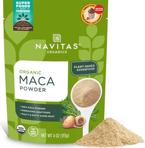 Navitas Organics Maca Powder 100% Gelatinized Peruvian Maca for Adaptogen Smoothies Lattes Baking & More Energize & Balance - USDA Organic Non GMO Vegan Gluten Free (4oz. Bag 23 Servings)