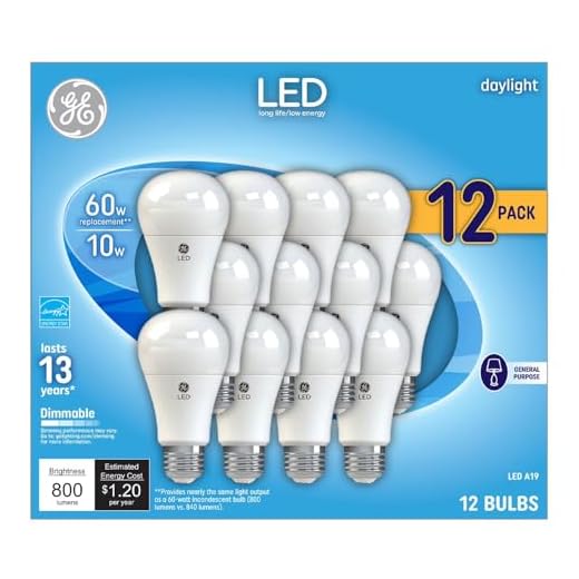 GE Daylight 60 Watt Replacement LED Light Bulbs, General Purpose, Dimmable Light Bulbs (Daylight, 12 Pack) (12)