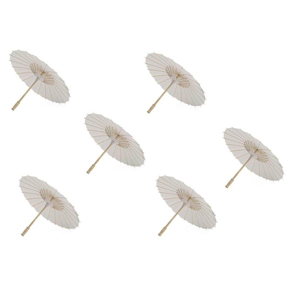 CTRLZS 6PCS Paper Parasol 60Cm Beach Umbrella White DIY Umbrella Photography Props for Baby Shower Party Wedding
