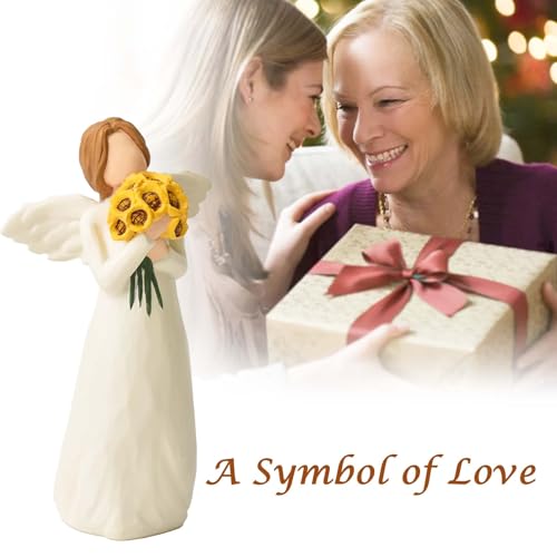 Image of Sunflower Gifts for Women, Guardian Angel Statue Holding Sunflower Figurine