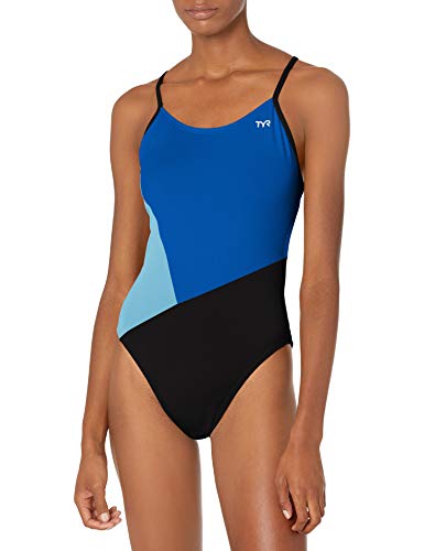 TYR Solid Splices Block Cutoutfit, Roy/BLU/CLK, 30.0