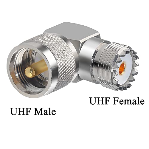 Tuolnk 1S34 2Pcs Uhf Pl259 Right Angle 90 Degree Coax Adapter, So239 Male Pl259 To Female Right Elbow Coaxial Connector Adapter, Uhf Male To So239 Female L Shape Coax Connector For Cb Radio, Antenna thumb #2