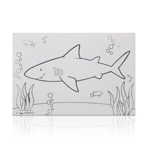 Tela De Pintura Riscada, 20cm X 30cm, Desenho: Tubarão - Souza & Cia (Ref: 8173)