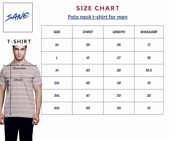 Image of SANE ORIGINALS Half Sleeve Polo T-Shirt for Men with Pocket || Stripe Collar and Pocket T-Shirt for Men Half Sleeves