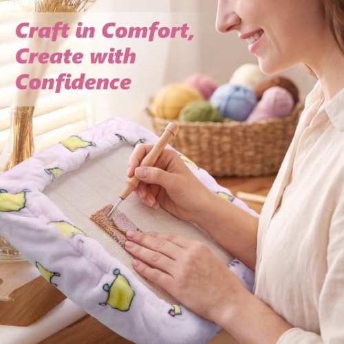 Image of ICZW Gripper Strip Frame 19.6 inch x 19.6 inch Punch Needle Rug Hooking Frame with Frame Cover (Light Pink)