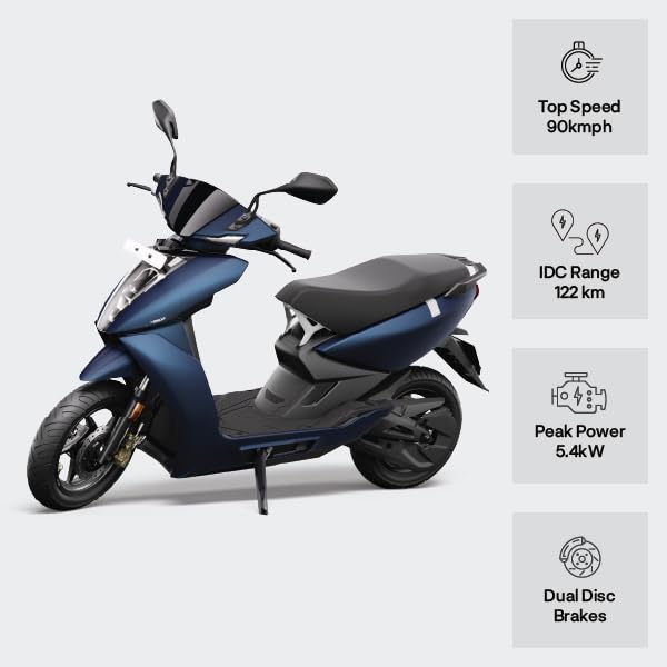 Image of ATHER 450 S 122 KM IDC Range with Ather Stack Pro in Stealth Blue - Ex-Showroom