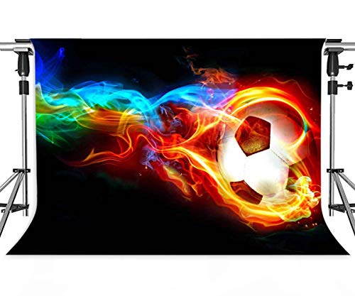 Passionate Soccer Backdrop for Party Photography MEETSIOY Beautiful Red and Blue Interwoven Creative Flame Football Background for Sports Party Decorations 7x5ft HXMT333