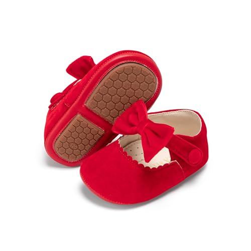 Baby Girls Mary Jane Flats - Infant,Babies Walking Shoes Soft Rubber Sole Princess Wedding