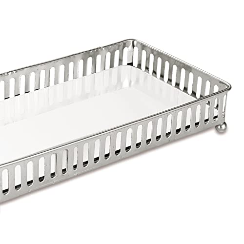 Bandeja Prata em Metal com Espelho